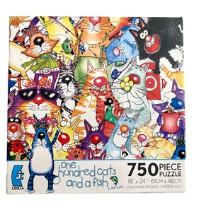 New ONE HUNDRED CATS AND A FISH Kevin Whitlark 750 pcs 2009 SEALED - Picture 1 of 3