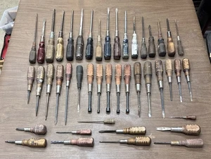 Vintage Wooden Wood Handle Screwdrivers Lot of 44 Some STANLEY, IRWIN, MAC - Picture 1 of 13