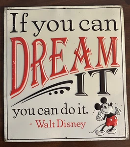 Disney If you Can Dream It You Can Do it Metal Mickey Mouse Distressed Sign - Picture 1 of 5