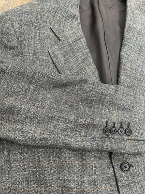 Rigatti E.Thomas. Abrigo deportivo de lujo 44 R seda lino mezcla lana gris y óxido Foto 1 de 4