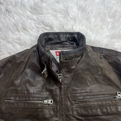 LEVI’S Leather Bomber Jacket Men’s Large L Chocolate Brown Suede Bomber VTG Y2K - Image 1 of 4