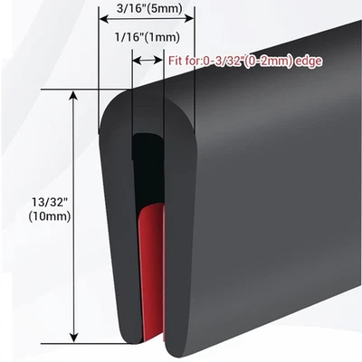 10FT 1/16" For Volkswagen Rubber U-Shape Car Door Edge Trims Sheet Metal Protect - Image 1 of 4