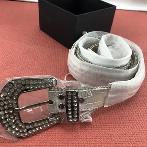 Geniune Leder 1,5" Western Strass Gürtel weiß 36-42 XL Cowboy Cowgirl Rodeo - Bild 1 von 10