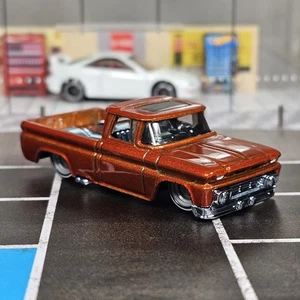 Custom Hot Wheels '62 Chevy Pickup Truck Orange 53rd Anniversary Real Riders  - Picture 1 of 10