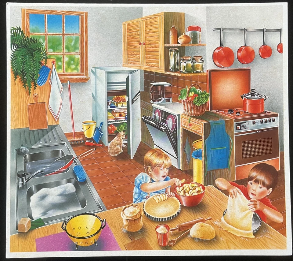 🏡 Ancienne affiche scolaire, 1980 - La cuisine, maison - Photo 1/1