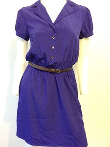 NEW RETRO VINTAGE ROYAL BLUE BELT DRESS MOD CAP SLEEVE 60S 70S S - Picture 1 of 6