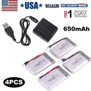 4PCS 650mAh 3.7V Battery + USB Charger for Syma X5C X5C X5SC X5SW Drone BC685 - Picture 1 of 10