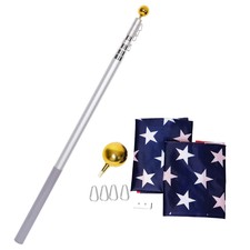 25ft Telescoping Flagpole 2 Us America Flag Kit