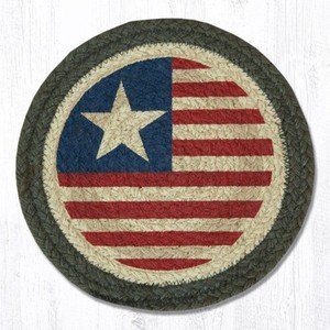 Capital Earth Rug Organic Natural Jute Flag Red White Blue Trivet Country Decor