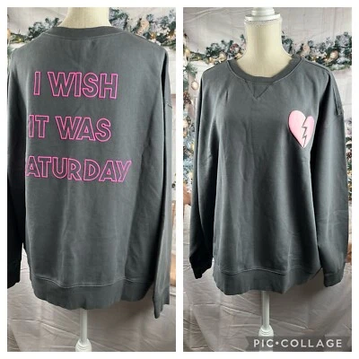 Wild fox Size:XXL Women Long Sleeve Sweatshirt Gray 100% Cotton MSRP $108.00 Foto 1 de 4