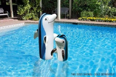全新 POOLMASTER 18 英寸/36 英寸海豚游泳池装饰 浮动游泳池 后院漂浮 — 第 1/3 张图片