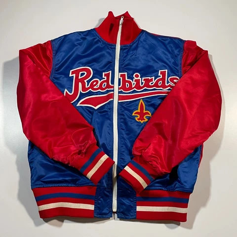 Louisville Redbirds Jacket Men Medium Satin Vintage MiLB Minors Rare Team Issued Cover