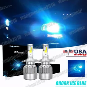 Brightest H4 9003 LED High-Low Beam Bulbs Headlight Conversion Kit 8000K Pair - Picture 1 of 11