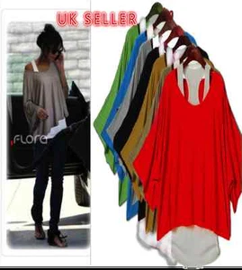 Womens Ladies 2 Pcs Short Batwing Sleeve Loose Vest Top T-Shirt - Picture 1 of 17