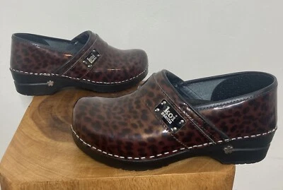 Sanita коричневый леопард печать датский сабо лакированная кожа женщин размер ЕС 40 США 9 - Изображение 1 из 4