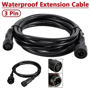 3 Pin Waterproof Extension Male Female Plug Socket LED Light Cable Connector - Picture 1 of 11