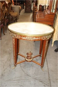 French Bronze Mounted Louis XVI Style Marble Top Center Table Manner of Sormani - Picture 1 of 12