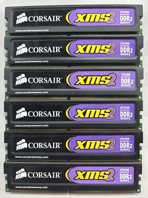 Set of six Corsair XMS2 1GB DDR2 800 (PC2 6400) desktop memory modules.  - Image 1 of 2