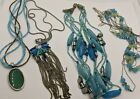 Lot Vintage Necklaces Blue Enamel Crystals Beads Wearable Signed