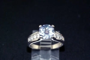 Syn Alexandrite CZ Sterling Silver Ring sz 8 - Picture 1 of 6