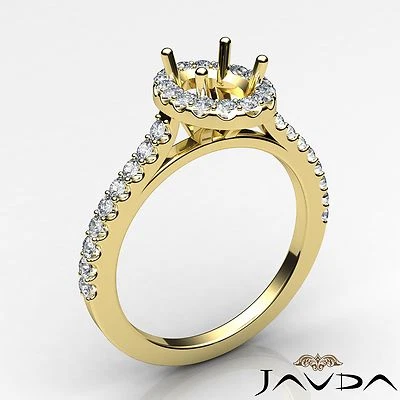 Halo U Cut Prong Oval Semi Mount Diamond Engagement 0.5Ct Ring 14k Yellow Gold - Image 1 of 4