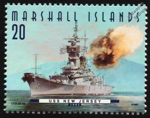 USS NEW JERSEY (BB-62) "Big J" Iowa Class Battleship Warship Stamp (1997) Cover