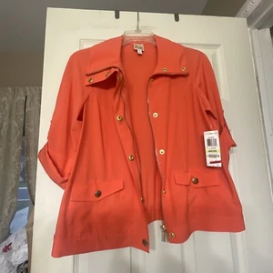 JM Collections Coral Roll Tab Sleeve Jacket. Sz 4P. NEW! - Picture 1 of 10
