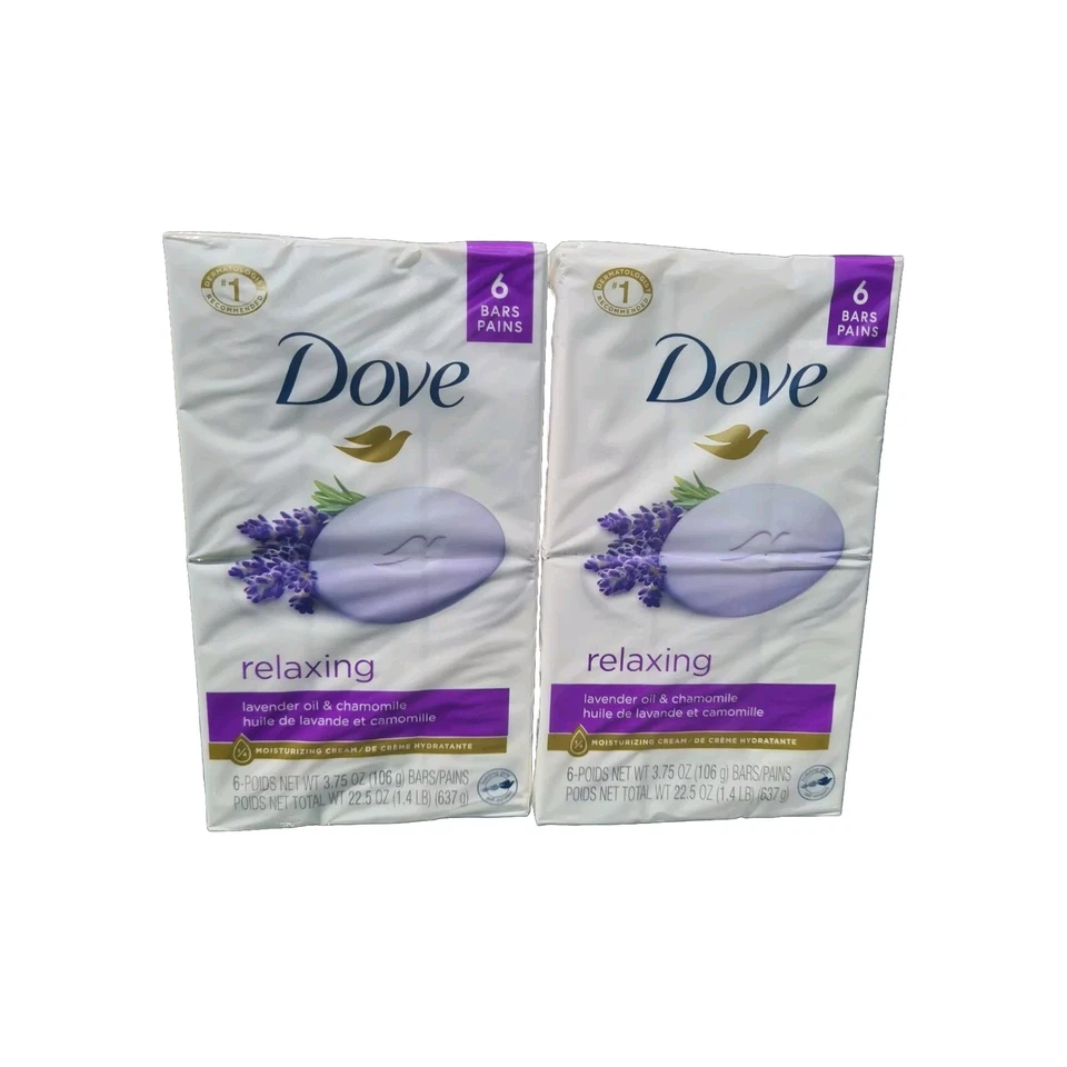 Dove Relaxing Beauty Bar Soap, Lavender Oil & Chamomile Scent, 3.75 oz , 6 Bars - Image 1 of 4