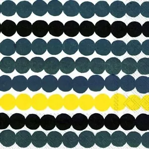 Marimekko RÄSYMATTO gelbe Punkte Papier 33 cm quadratisch 3-lagig Servietten 20er Pack - Bild 1 von 1