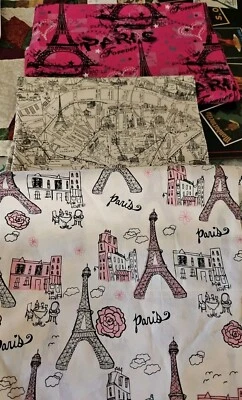 Lot Of 3 Pieces Of Paris Themed Cotton Quilting Fabric Moda & Brother Sister  - Image 1 of 4