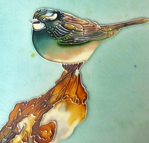 Bird  hand painted ceramic art tile 8 x 8 inches with fiberboard back - Picture 1 of 1
