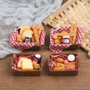 1/12 Scale Dollhouse Miniature Bread Jam Food Storage Basket Resin Accessories - Picture 1 of 16