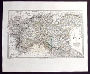 NORTH ITALY, GULF OF GENOA, GULF OF TRIESTE, original antique map, SDUK, 1844 - Picture 1 of 4