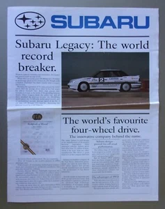 SUBARU RANGE orig 1989 UK Mkt Sales Brochure - XT Turbo MV Pick-up Sumo Legacy - Picture 1 of 3