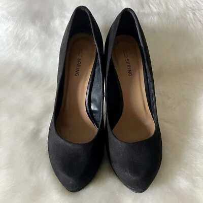 CALL IT SPRING SUEDE STILETTO HEEL PLATFORM PUMPS ALMOND TOE BLACK SZ 7 / 37.5 - Image 1 of 4