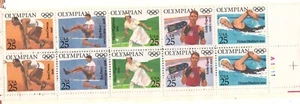 #2496-2500 1990 25-cent Olympians se-tenant pane of 10 MNH - Picture 1 of 1