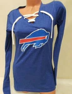 20117 Mujer Damas CAMISETA DE FÚTBOL AMERICANO BUFFALO BILLS Mangas Largas "Cordones" Nueva - Imagen 1 de 1