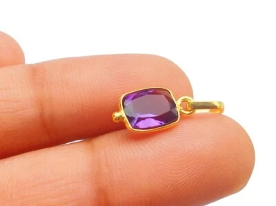 Natural Amethyst Gold Charm Pendant -18k Gold Solid Gold Fill Handmade Necklace - Image 1 of 4