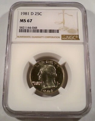 1981-D NGC MS67 WASHINGTON QUARTER 25c MS 67 - Image 1 of 4
