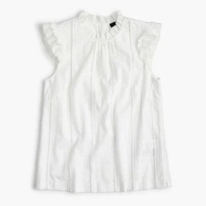 J. Crew Petite White Eyelet Ruffle Mock Neck top G9540 sz 00p - Picture 1 of 6
