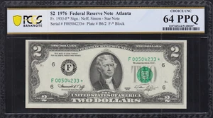 Fr.1935-F* 1976 Atlanta $2 Federal Reserve Star Note PCGS Choice UNC 64 PPQ - Picture 1 of 2