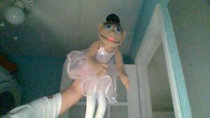 ballerina puppet pink and white used but used brown hair blue eyes.