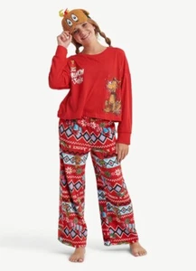 Justice Girls Grinch Max Long Sleeve Top And Sleep Pant With Max Eye Mask, 3-Pie - Picture 1 of 4