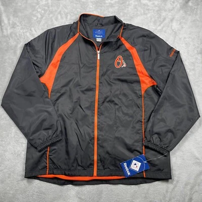 Chaqueta cortavientos Baltimore Orioles para hombre XL cremallera completa pista negra naranja Reebok Foto 1 de 4