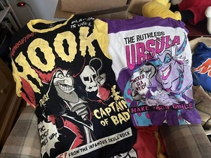 Disney Villains Raglan T-Shirts Captain Hook and Ursula Set Of 2 M & W Small - Picture 1 of 3
