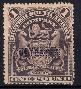 Rhodesia 1898, £1, Specimen perf & Ultramar , MNH, SC. nr. 90, catv £375