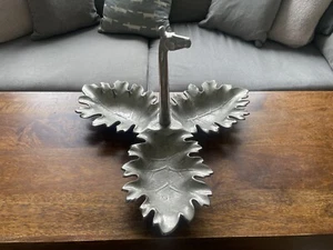 Piatto/ornamento morso argento martellato 3 foglie, testa di cavallo - Molto grande! - Foto 1 di 4