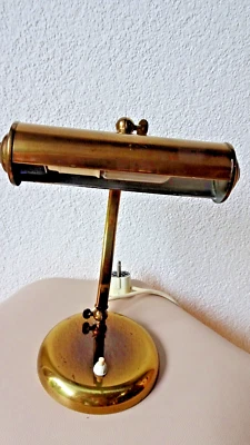 Antike Bankerlampe Messing Vintage Klavierleuchte Tischlampe original - Bild 1 von 4