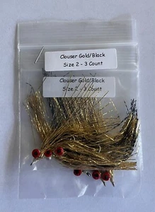 Saltwater CLOUSER METALLIC GOLD & BLACK~Size 2~ Six (6) Flies ~ CLOSE OUT SALE! - Picture 1 of 1