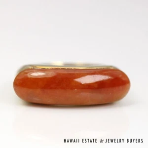 Vintage Honey Jade Saddle 14K Yellow Gold Ring Size 8 - Picture 1 of 8